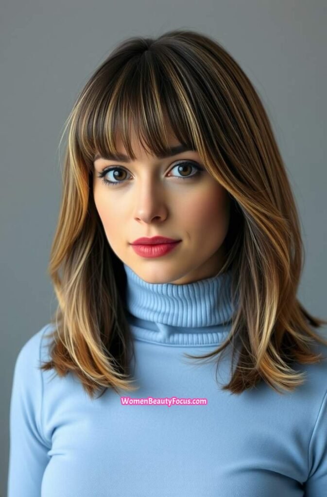 11. Voluminous Blowout with Curtain Bangs Front View