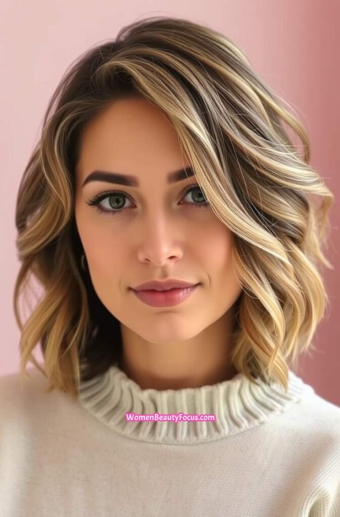11. Wavy Bob with Subtle Highlights FrontStraight View