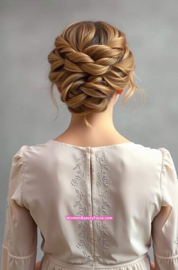 12. Braided Crown Updo Back View