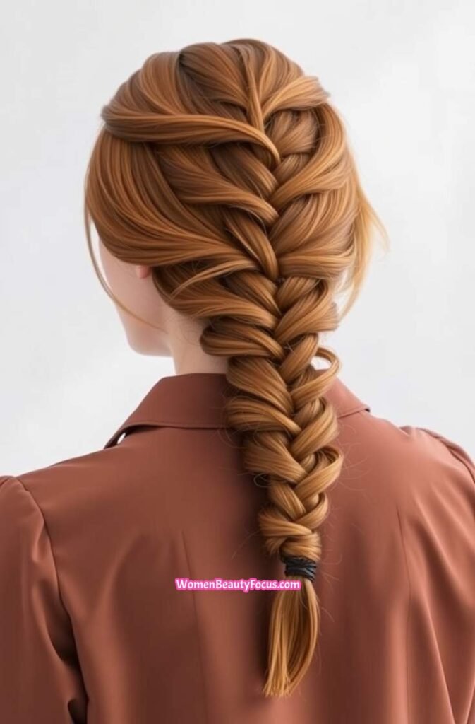 12. Cinnamon Fishtail Braid with Soft Texture Back View
