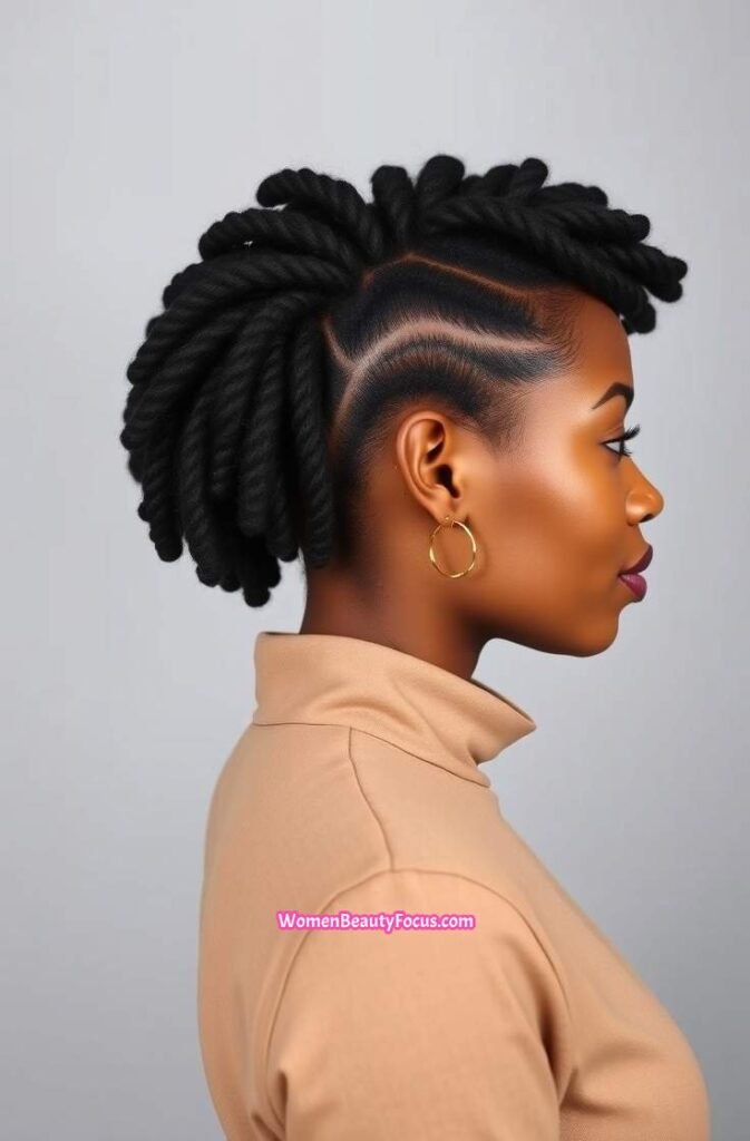 12. Defined Flat Twist Out with Parting Detail Side View