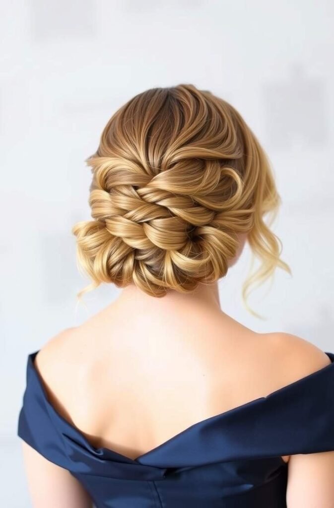 12. Elegant Braided Twist with a Soft Wave Finish Back View