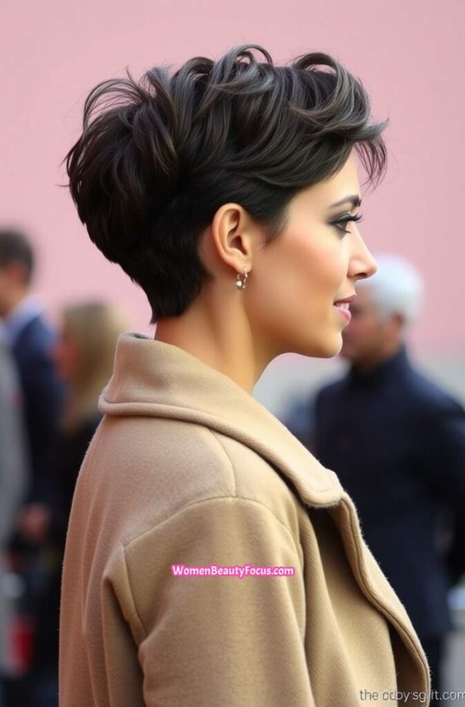 12. Feathered Pixie with Volume at the Crown Side View