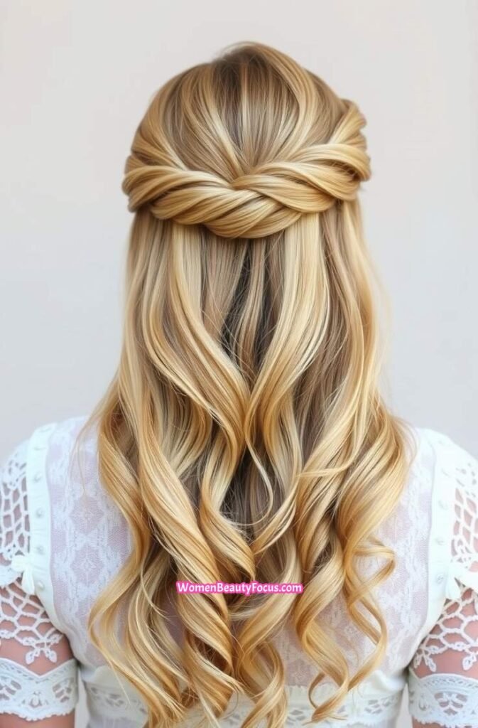 12. Half Up Twisted Crown Back View