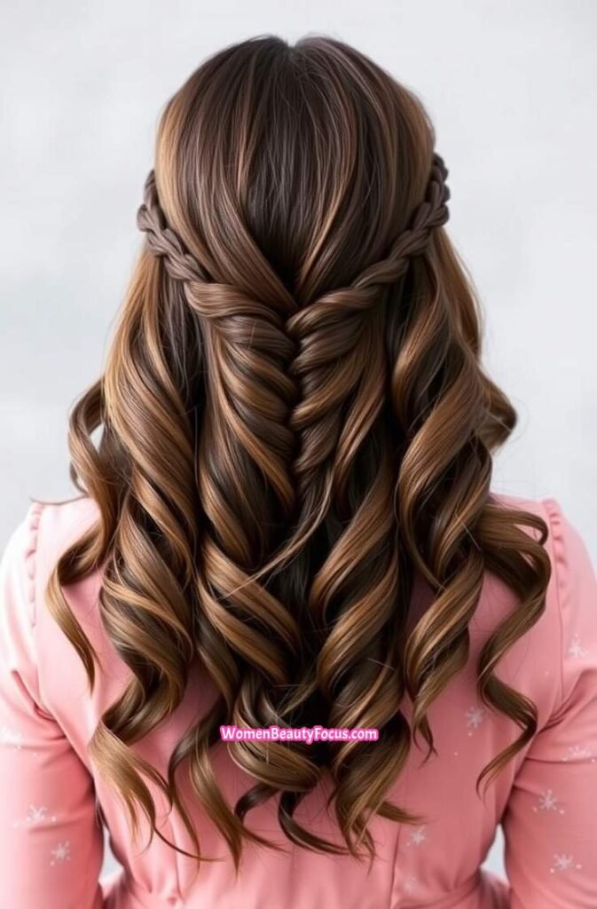 12. Loose Curls with Mini Braids Back View