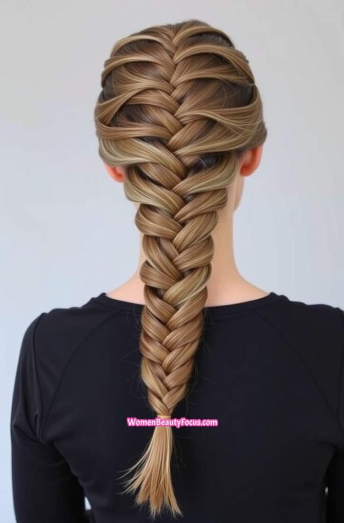 12. Low Fishtail Braid for a Trendy Look Back View