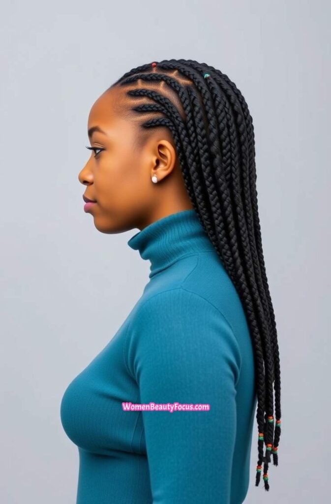 12. Micro Braids with Beads Side View