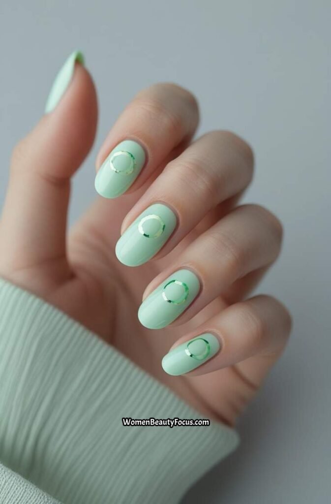 12. Mint Green Aura Nails with Sheer Glow