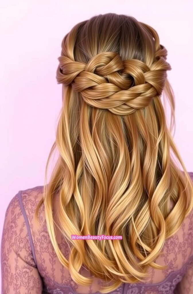 12. Romantic Braided Butterfly Half Updo Back View