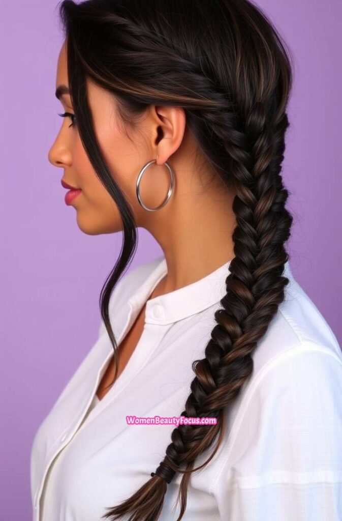 12. Side Swept Loose Braids Side View