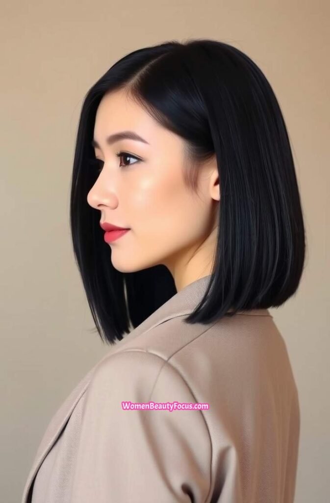 12. Sleek Straight Bob with Middle Part Side View 1
