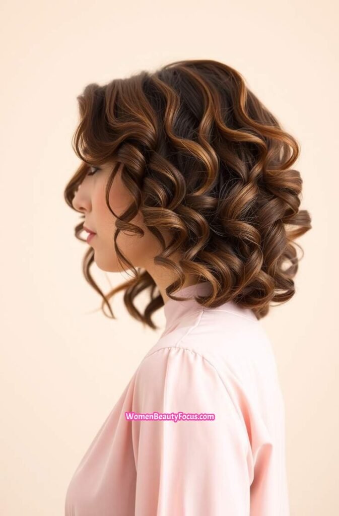 12. Soft Curls with a Middle Part Side View