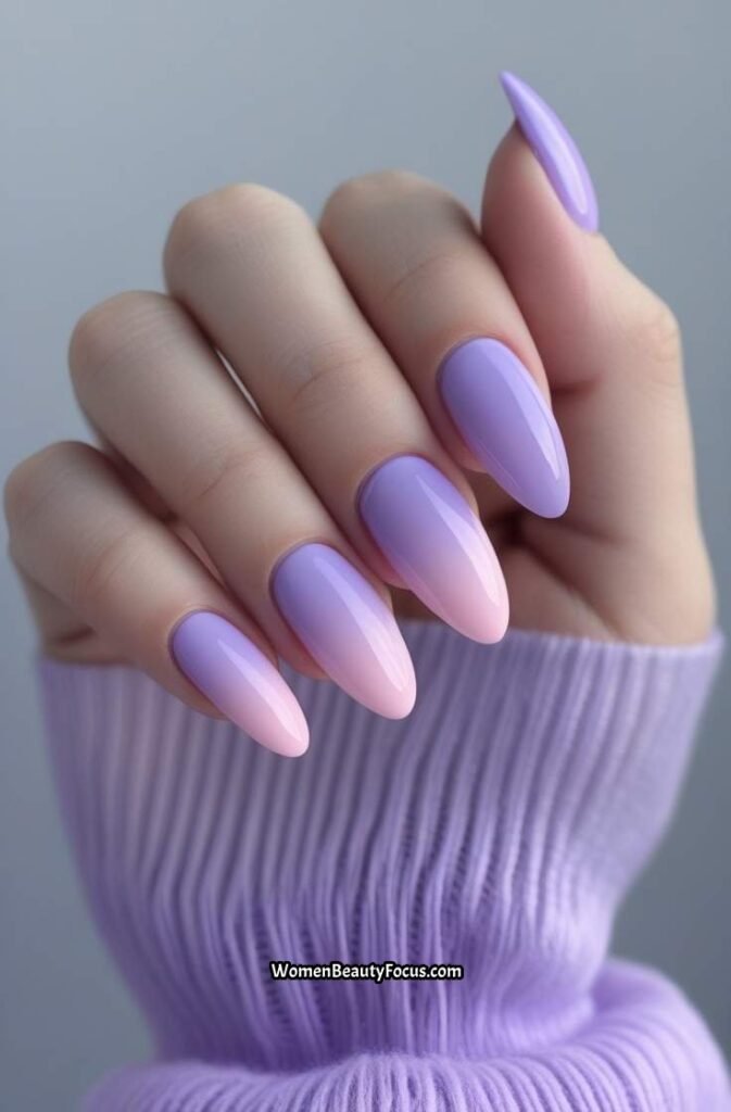 12. Soft Lavender and Pink Ombre Nails