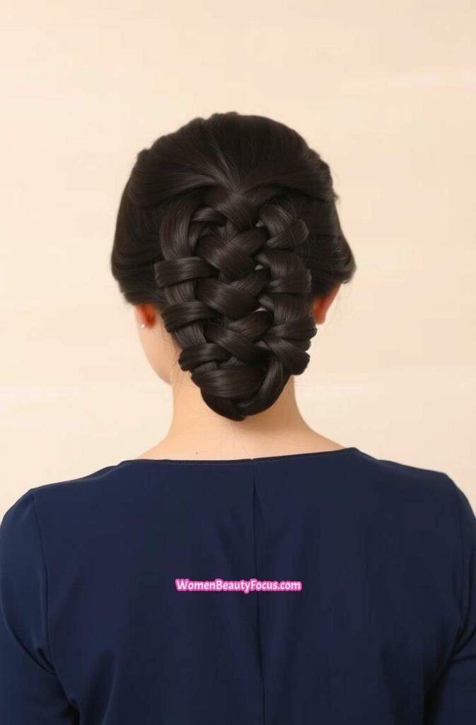 12. Tight Braided Back Bun Back View