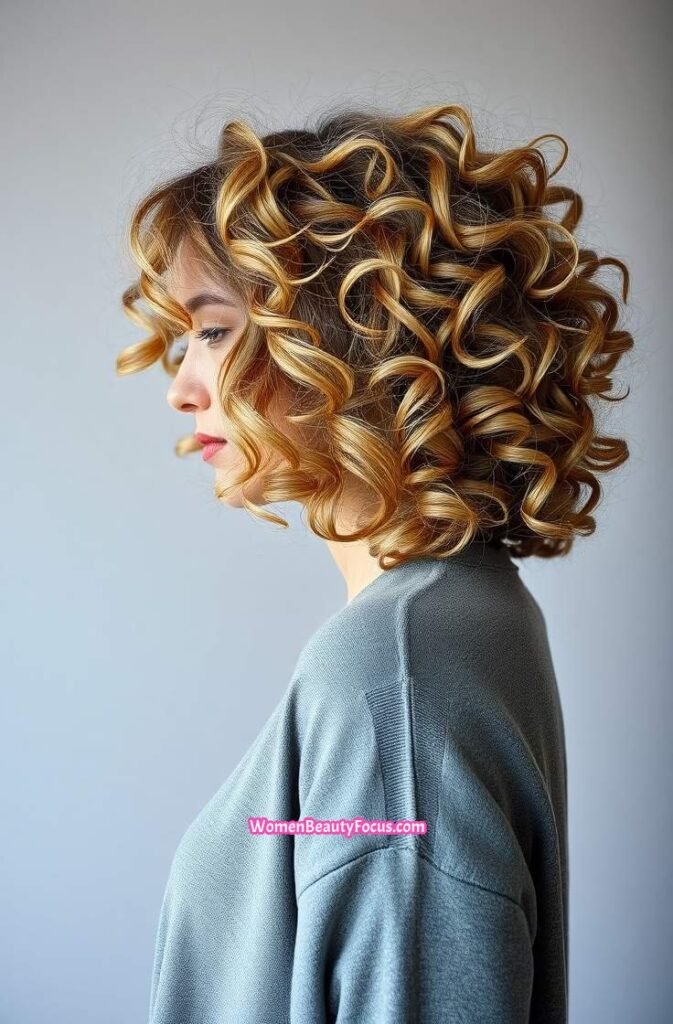 12. Voluminous Curls with Soft Highlights Side View