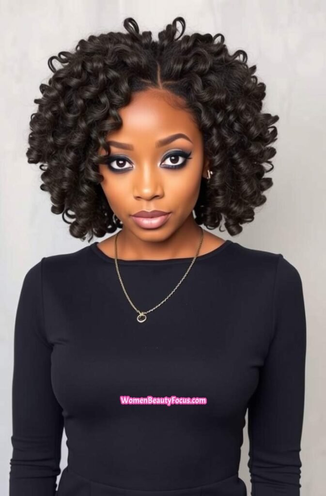 13. Glamorous Quick Weave with Defined Curls FrontStraight View