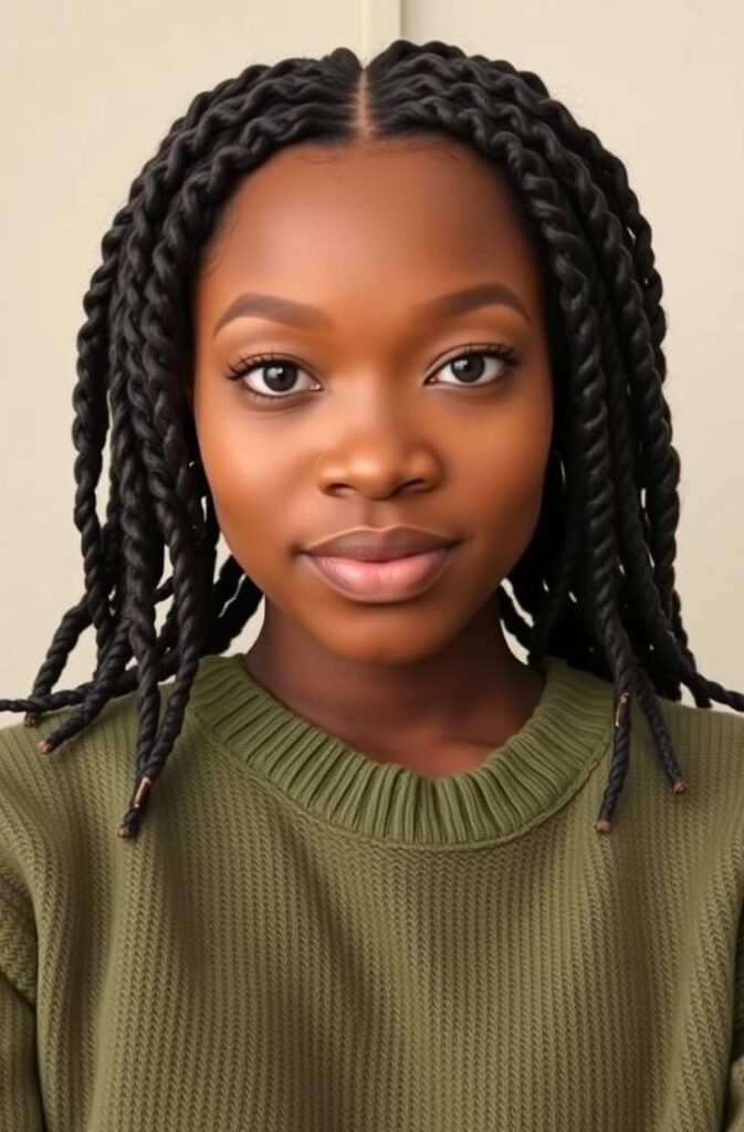 13. Loose Two Strand Twists Front View