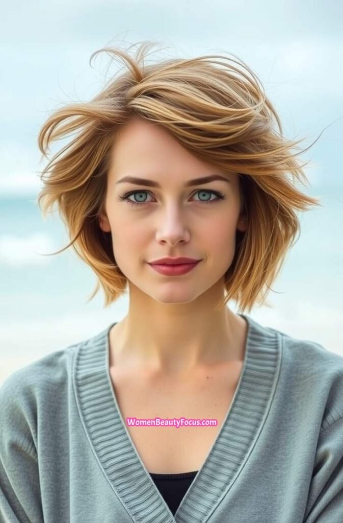 13. Messy Bob with Waves Front View