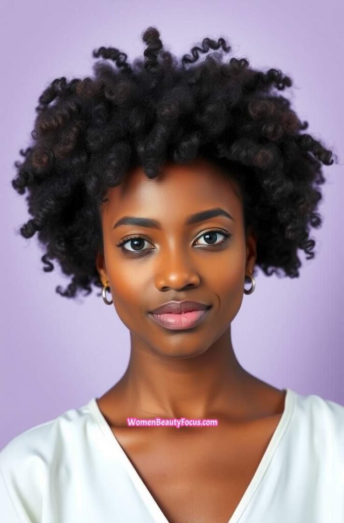 13. Short Afro with Defined Curls FrontStraight View