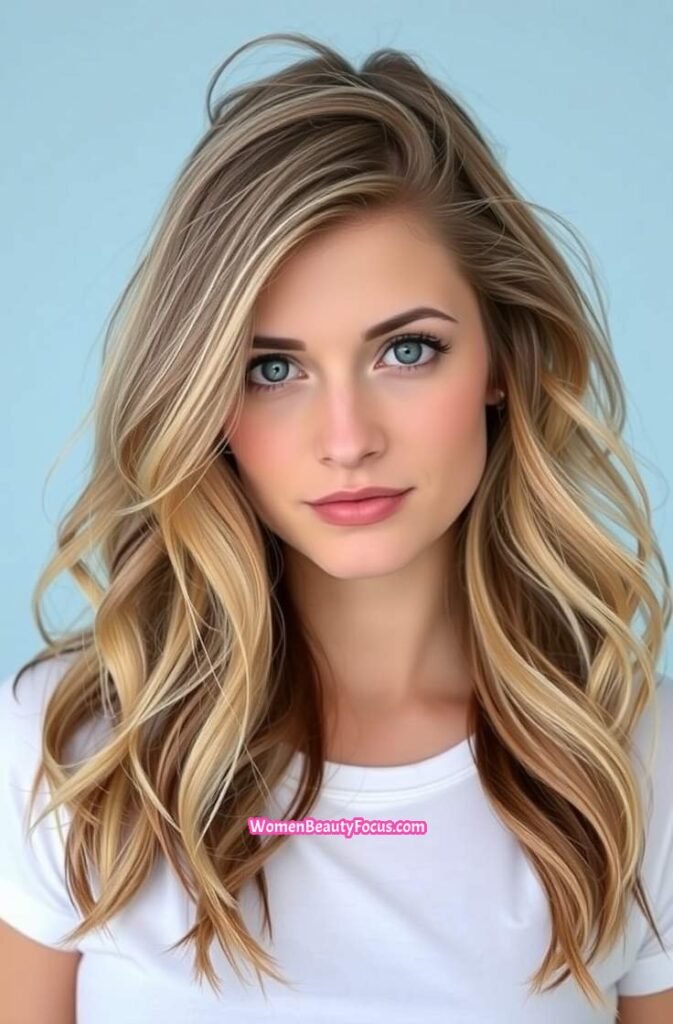 13. Side Part with Beachy Waves Front View