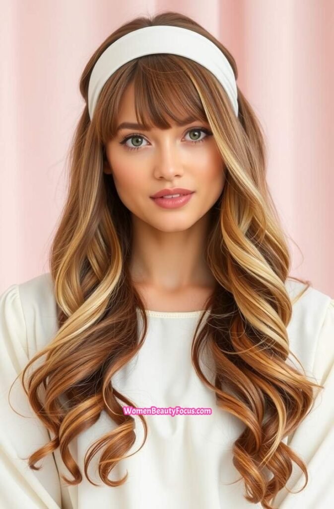 13. Side Swept Bangs with Stretch Headband Front View 2