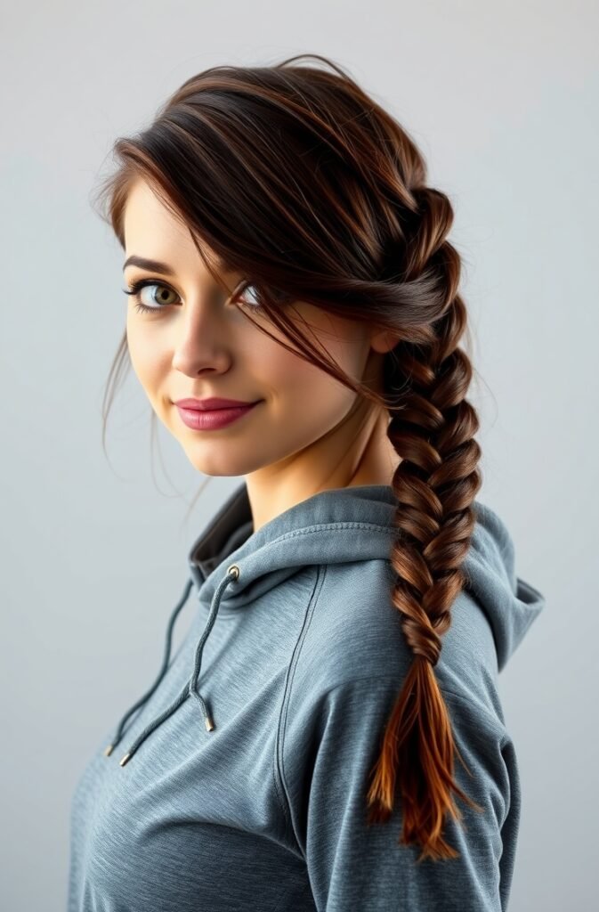 13. Side Swept French Braid Front View