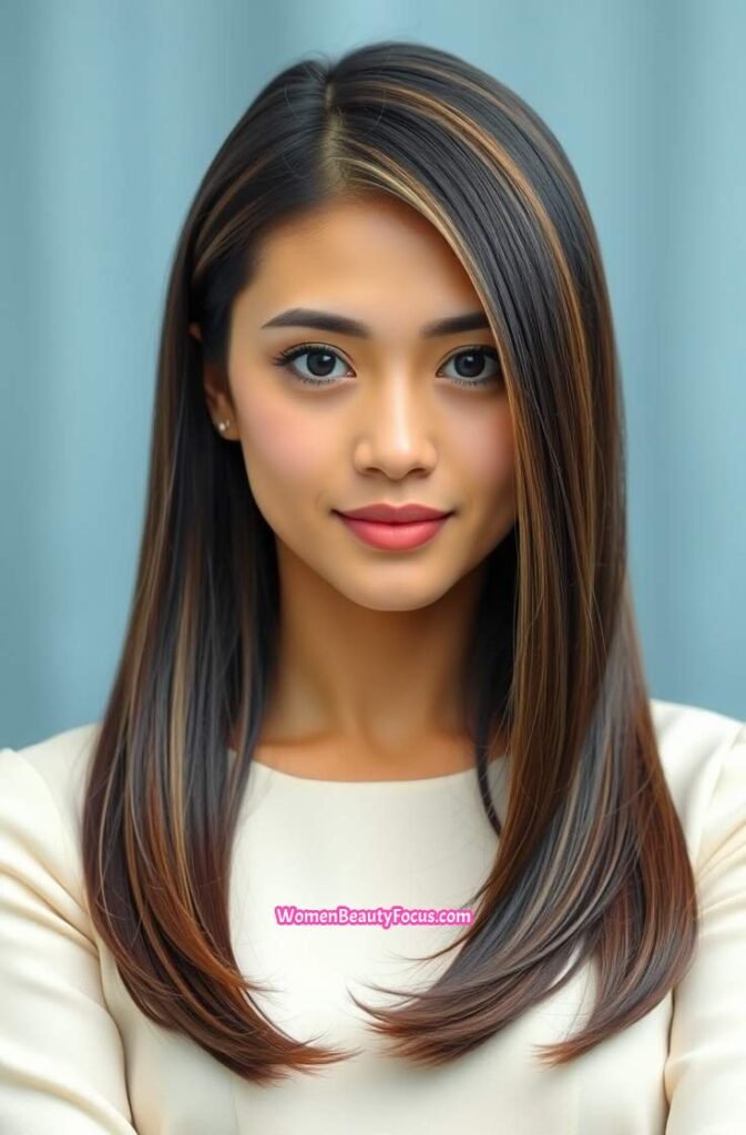 13. Sleek Straight Hair with Side Part FrontStraight View