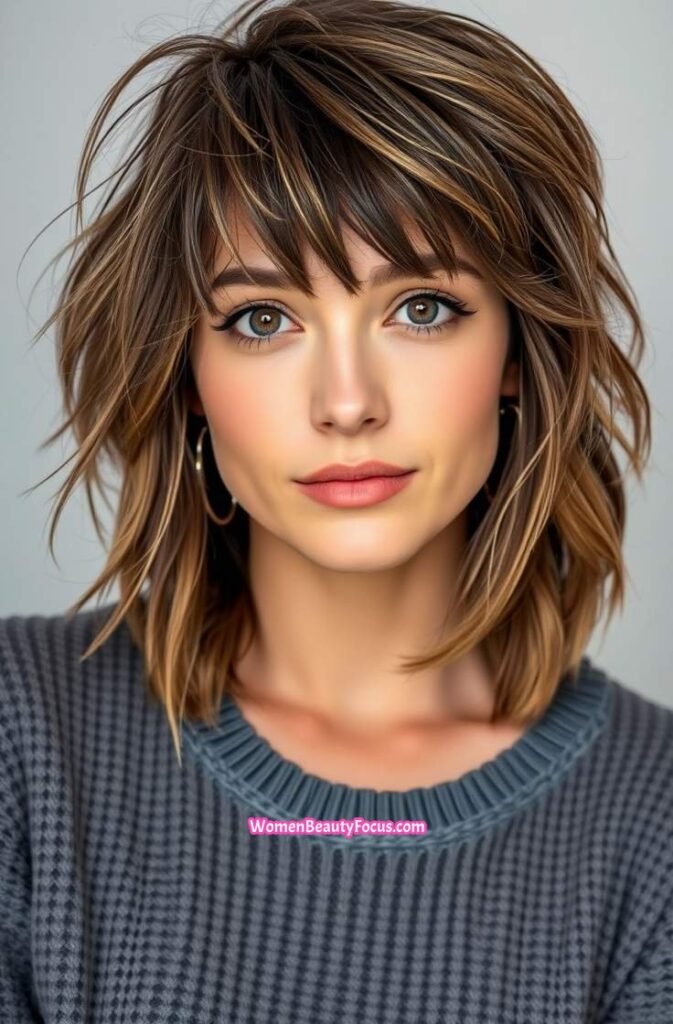 13. Tousled Shag Cut with Bangs FrontStraight View