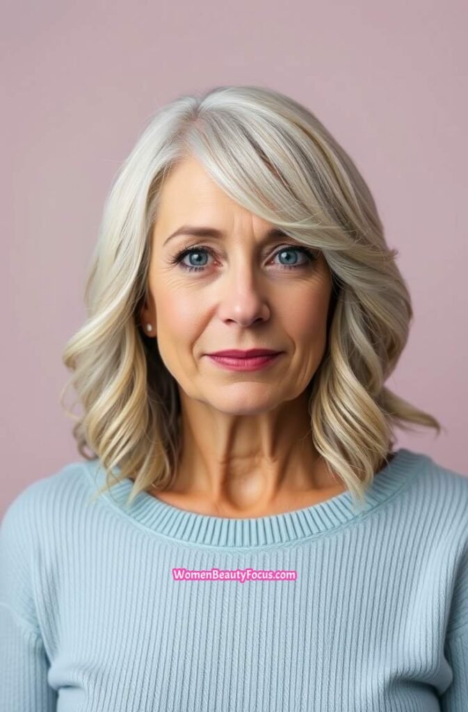 13. Wavy Bob with Deep Side Part Front View