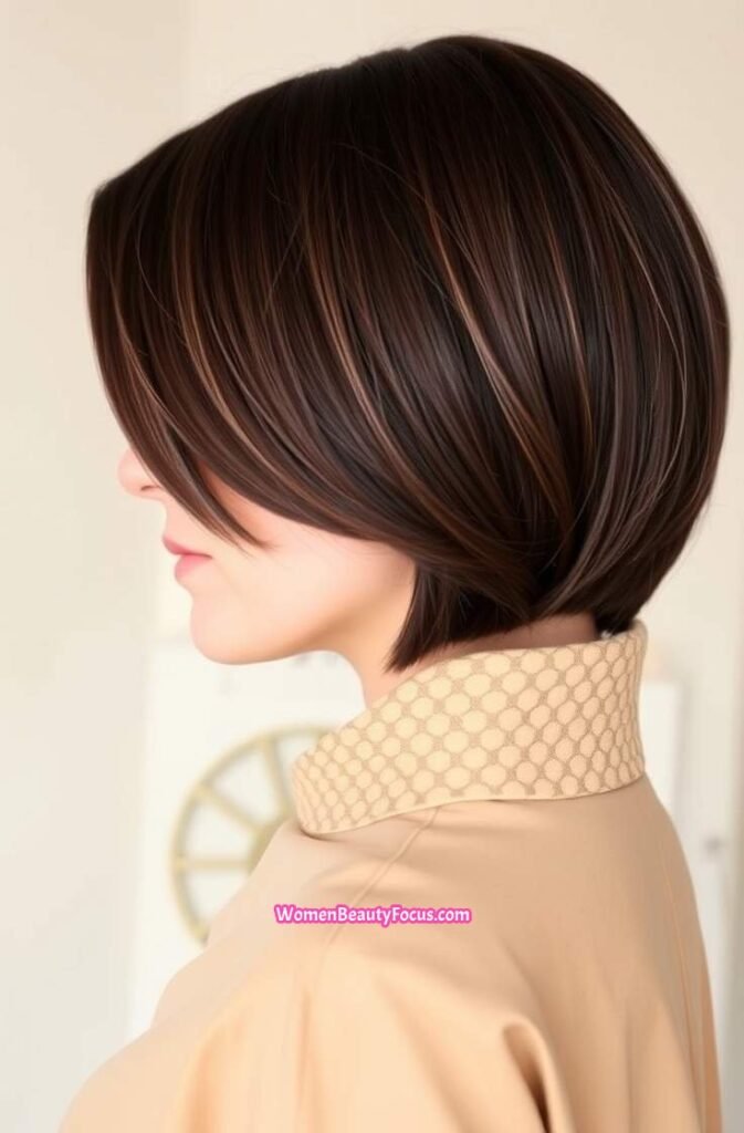 14. Asymmetrical Bob with Side Part Side View