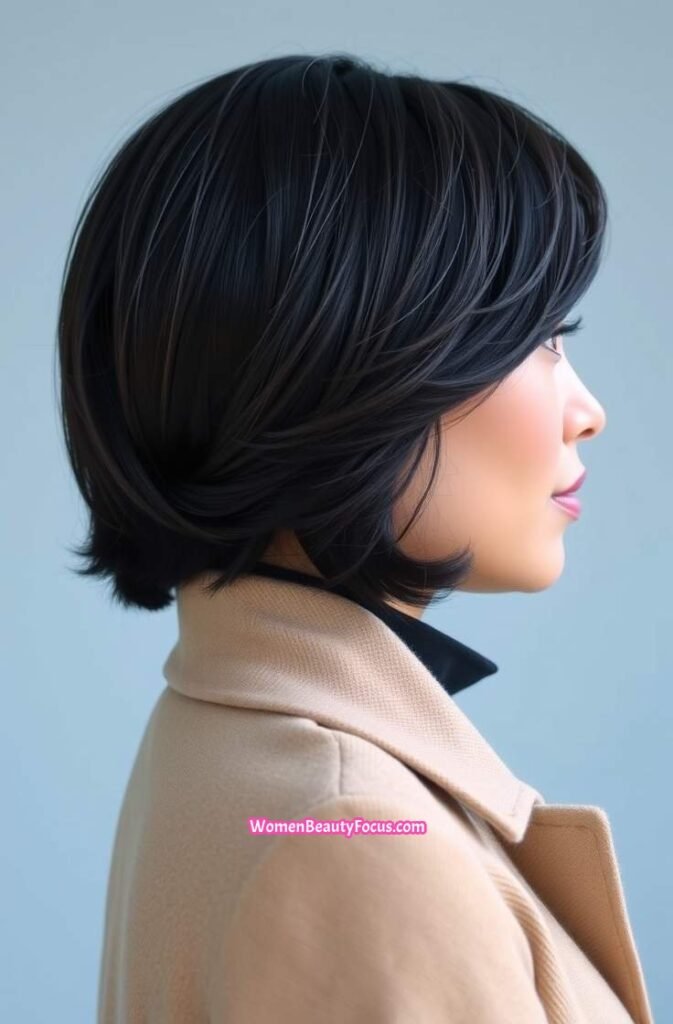 14. Asymmetrical Bob with Subtle Wave Side View