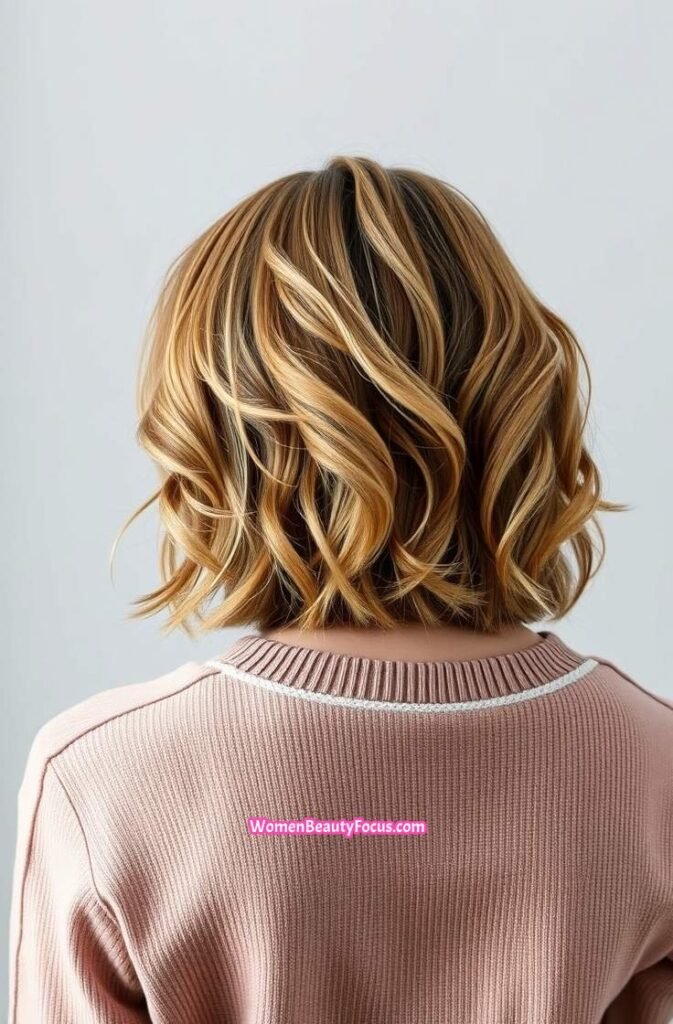 14. Back View of Shaggy Bob with Casual Waves Back View