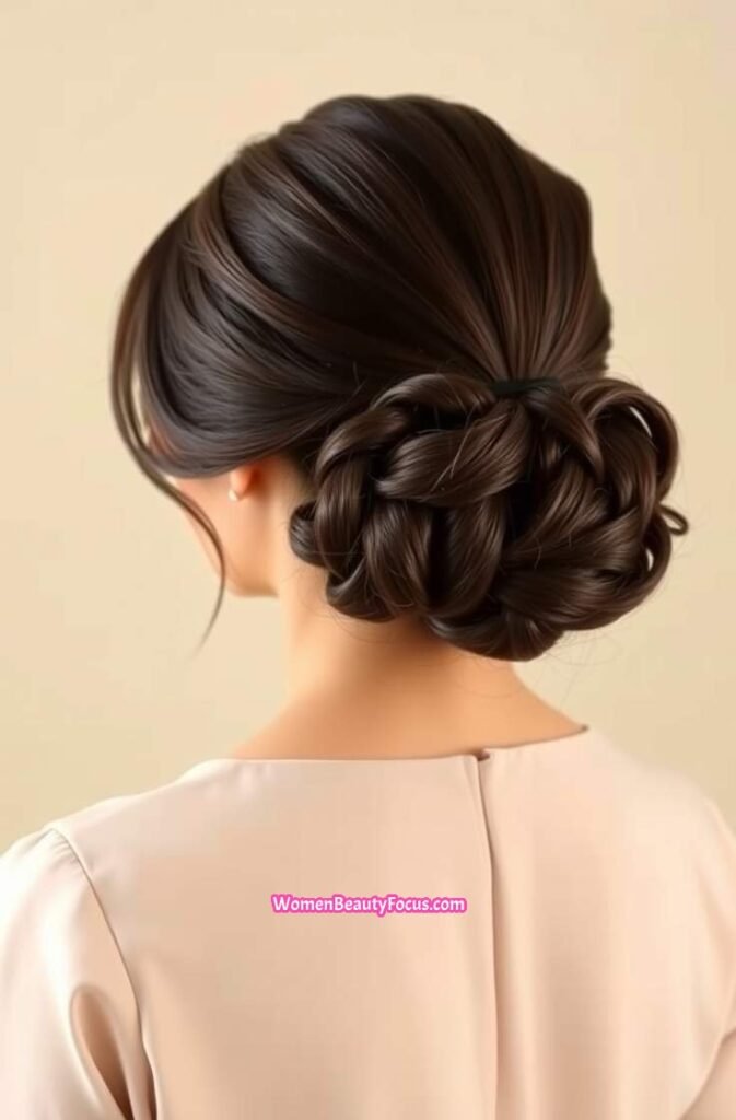 14. Back View of a Textured Side Bun Back View
