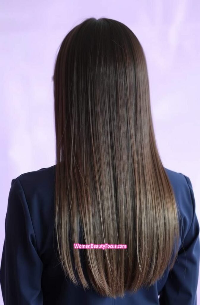 14. Back View of a Woman with Smooth Straight Hair Back View