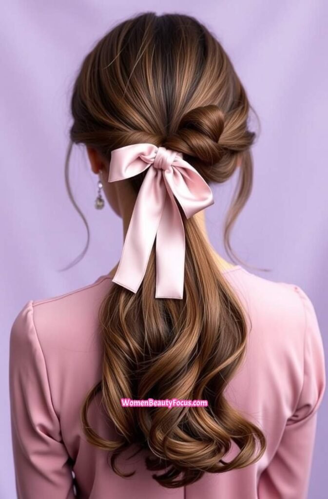 14. Bubble Ponytail with Ribbon Back View