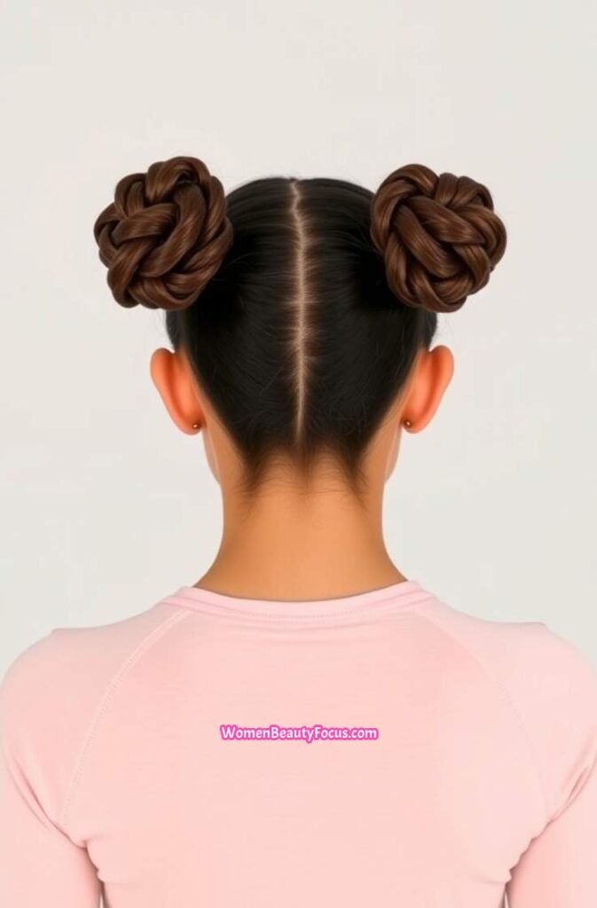 14. Double Twisted Buns Back View