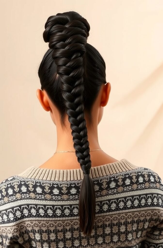 14. High Braided Ponytail Back View