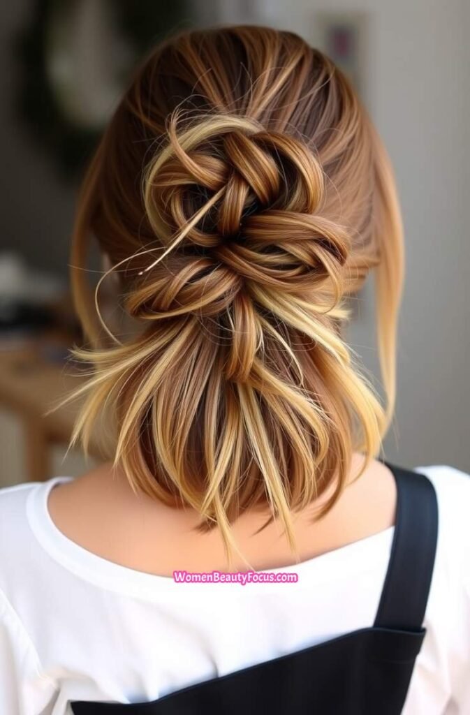 14. Messy Bun with Soft Strands Back View