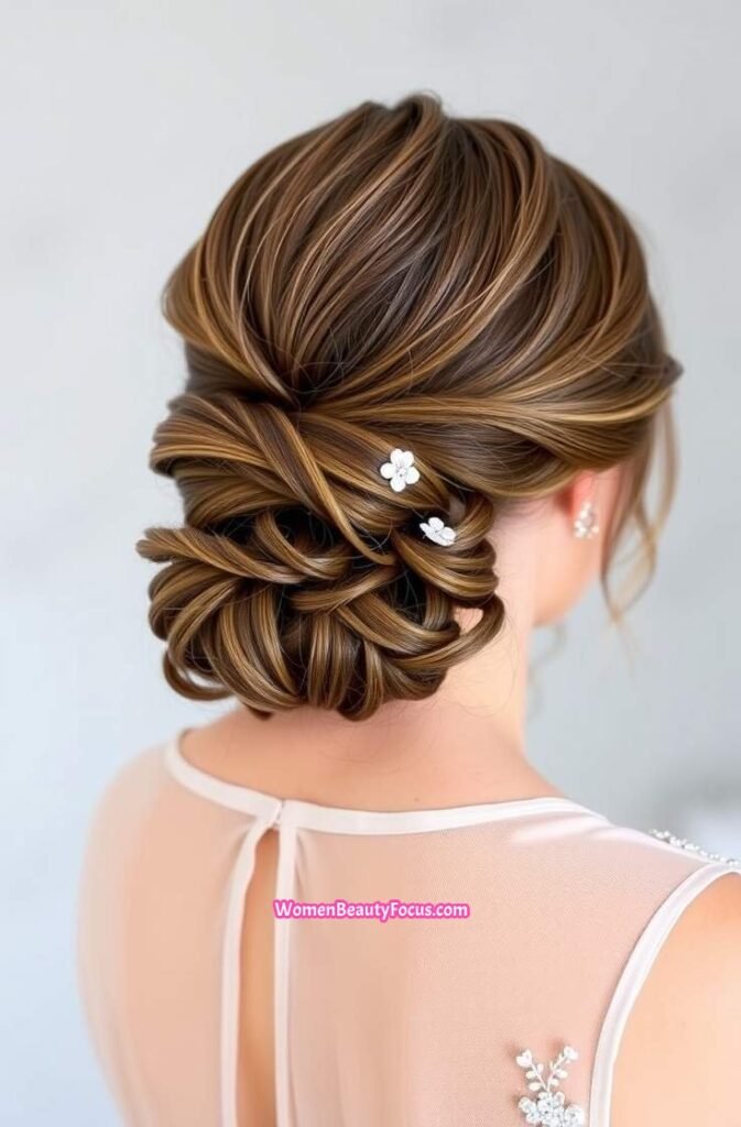 14. Romantic Loose Bun with Twists Back View