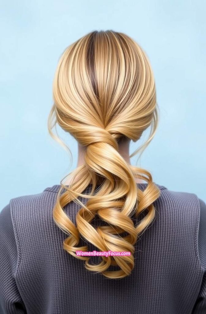 14. Soft Low Ponytail with Subtle Waves Back View