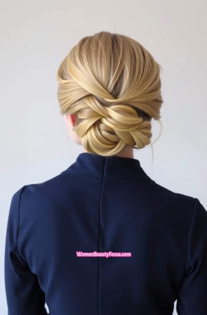 14. Soft Twisted Updo Back View