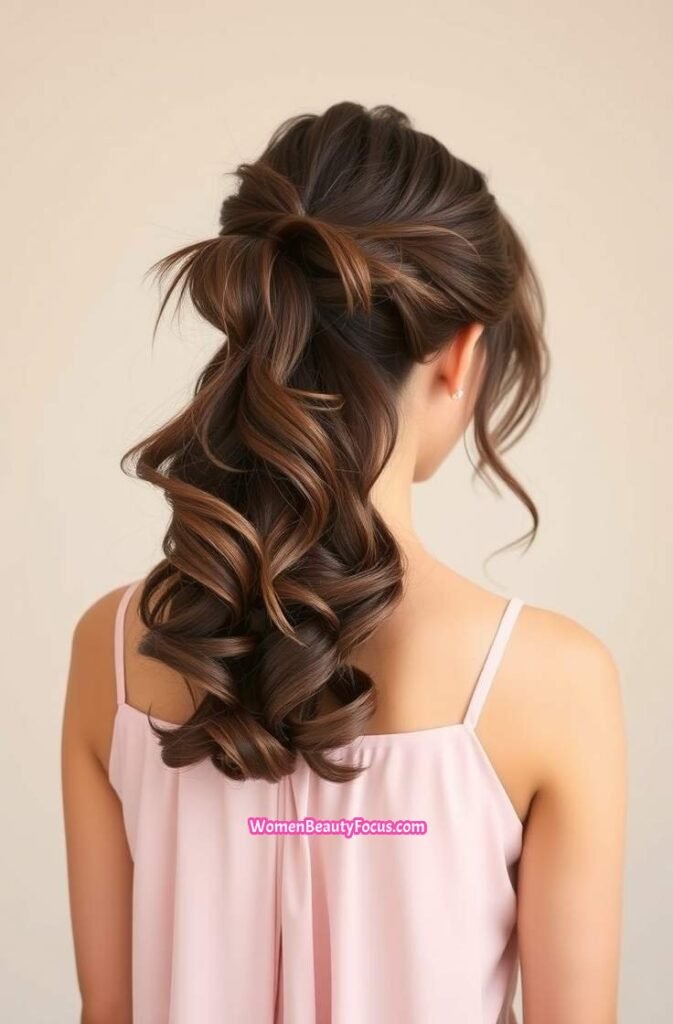 14. Tousled Ponytail with Loose Strands Back View