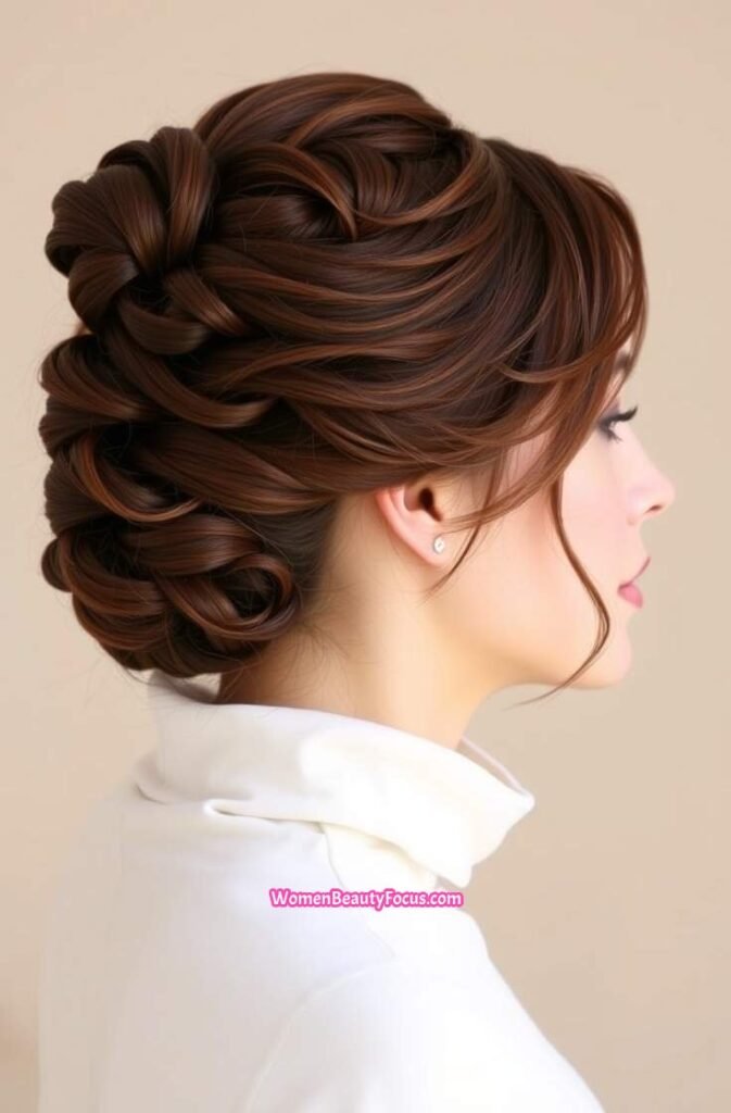 14. Twisted Updo with Tendrils Side View