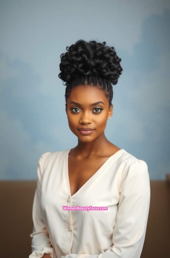15. Curly Updo with Defined Curls Front View