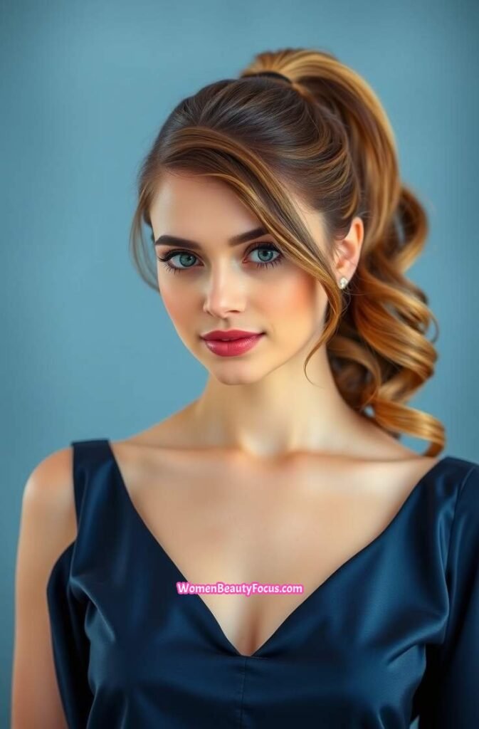15. Elegant Mid Height Ponytail with Soft Waves Front View