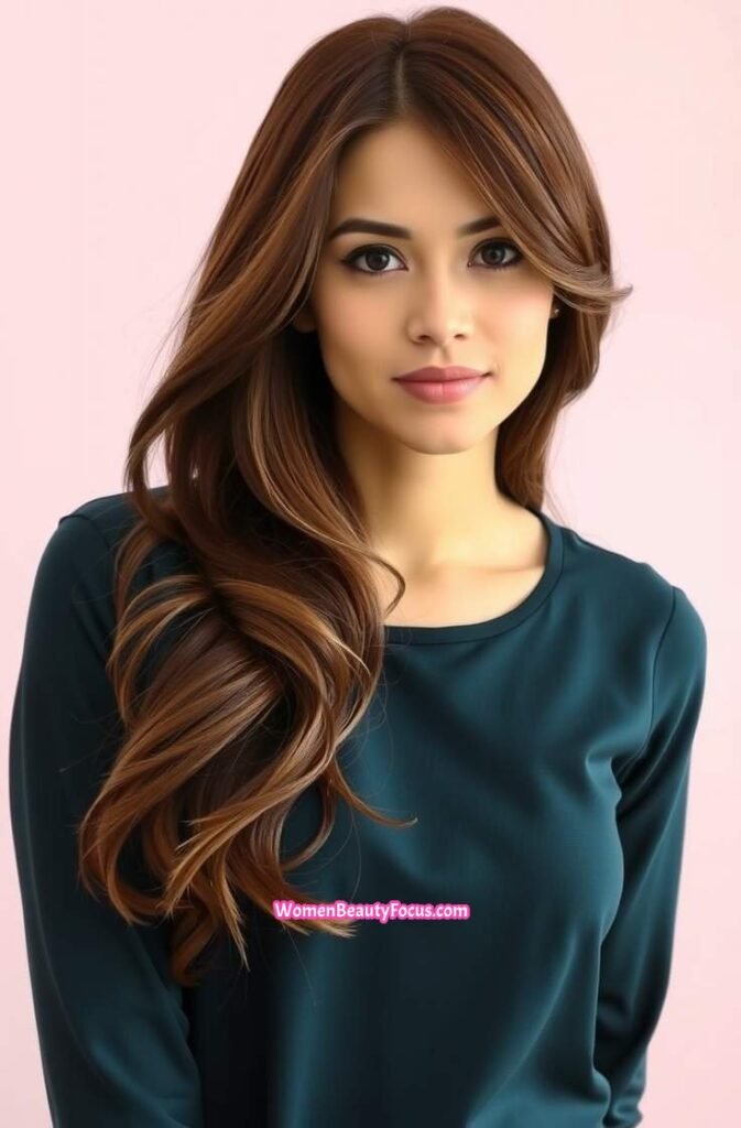 15. Long Hair with Side Swept Layers FrontStraight View