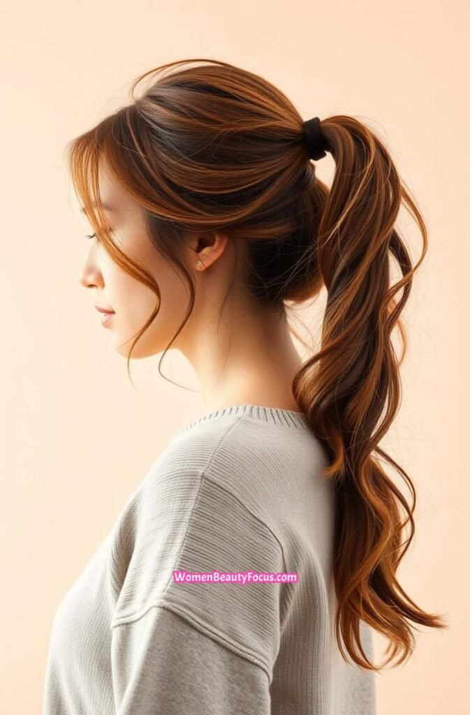 15. Messy Side Ponytail Front View