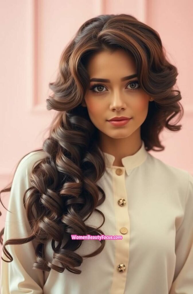 15. Romantic Loose Curls with Center Part Front View