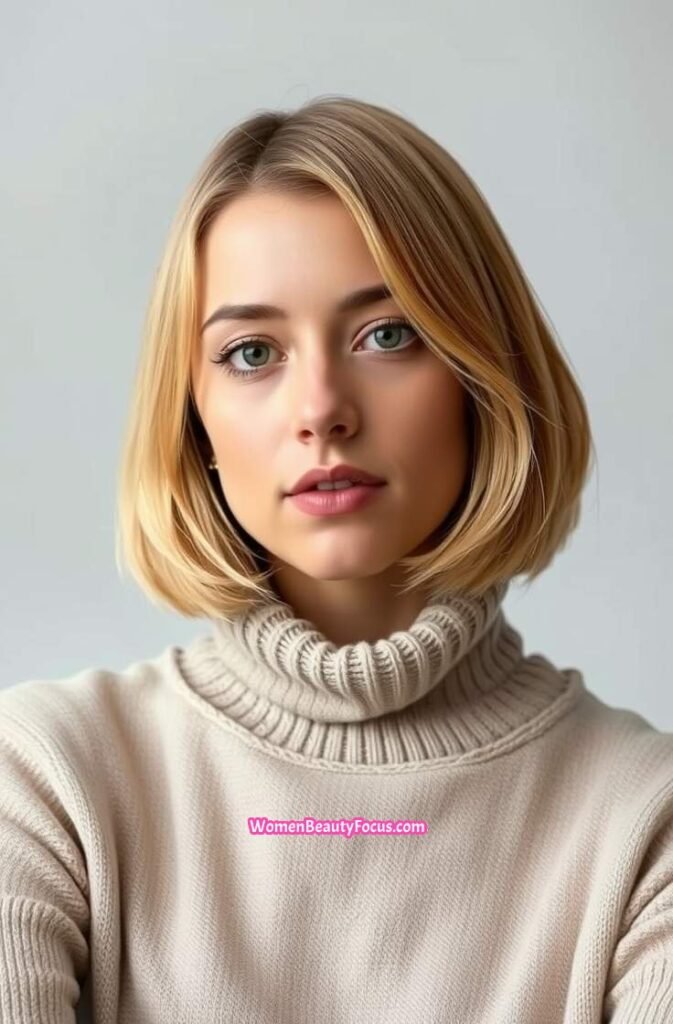 15. Shoulder Length Blunt Cut with Soft Waves Front View