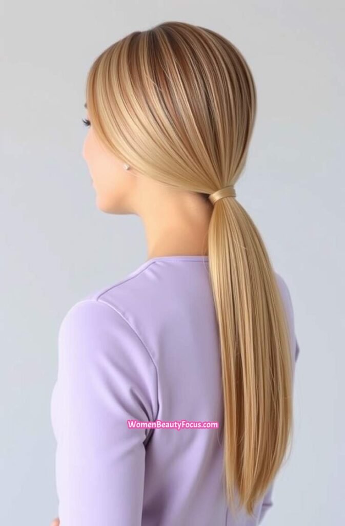15. Smoothly Slicked Low Ponytail Front View